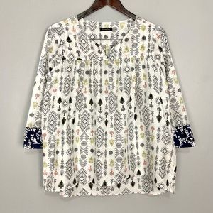 Massimo Dutti Silk Blend Blouse Women’s Size 8 Southwestern Tribal Print Western